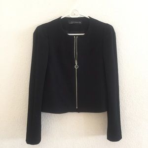 Zara Woman Black Zip Blazer Style Jacket, M